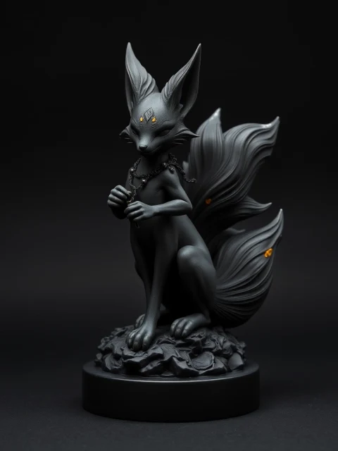 Кицунэ Пепельного Трона Тёмное фэнтези — коллекционная 3D-фигурка