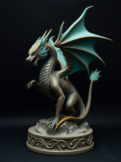 Дракон Неонового Пламени Киберпанк — коллекционная 3D-фигурка