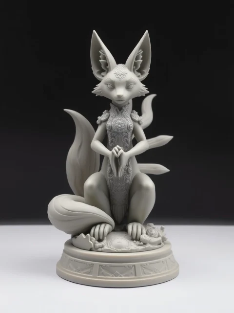 Кицунэ Латунного Механизма Барокко — коллекционная 3D-фигурка